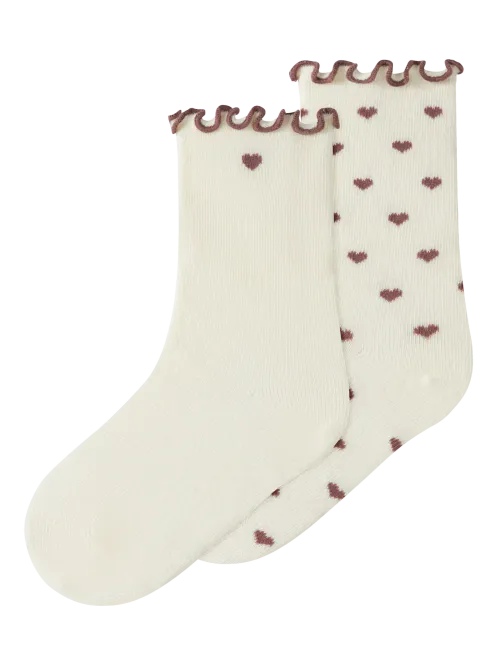 Hovedbilde Rosita Sokker 2 pk., Turtledove/Rose Taupe Hearts