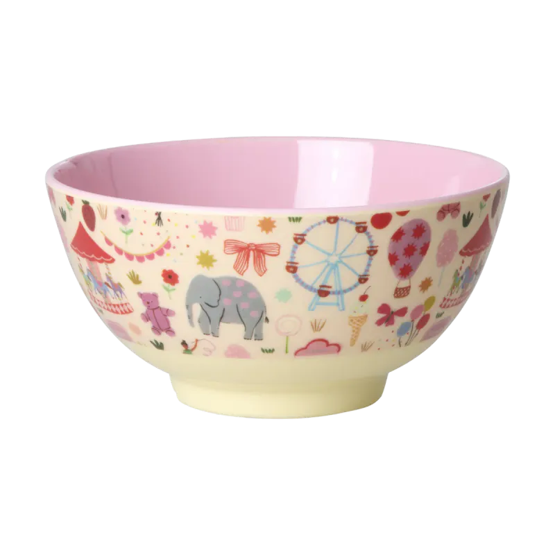 Skål i Melamin - Pink Fun Fair Print - Medium 700 ml