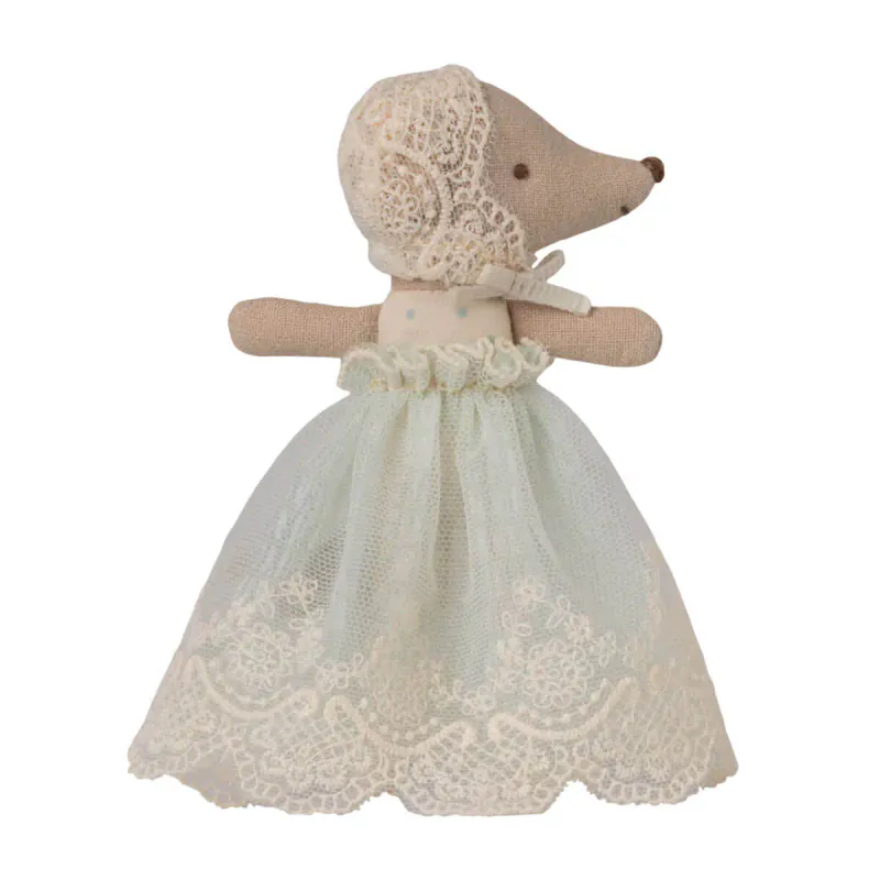 Maileg Baby Mus i Dåpkjole - Mint