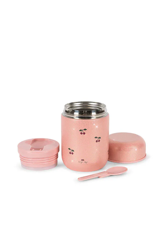 Glitter Thermo Food Jar, Cherry Glitter - Konges Sløjd