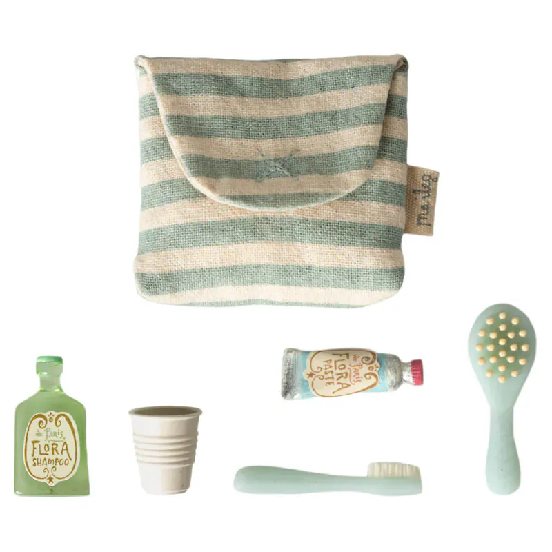 Maileg Tannbørste Sett i Bag - Blue Stripe